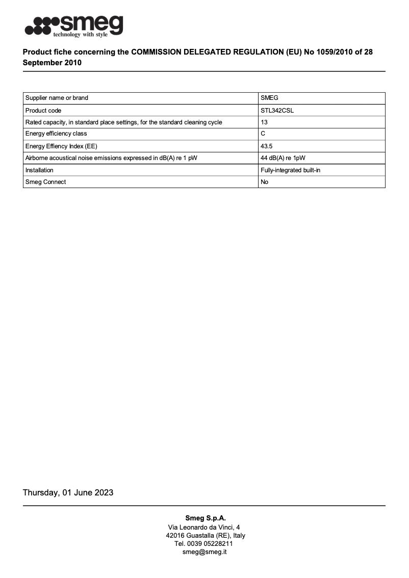 Page n°1 - Brochure Smeg STL342CSL