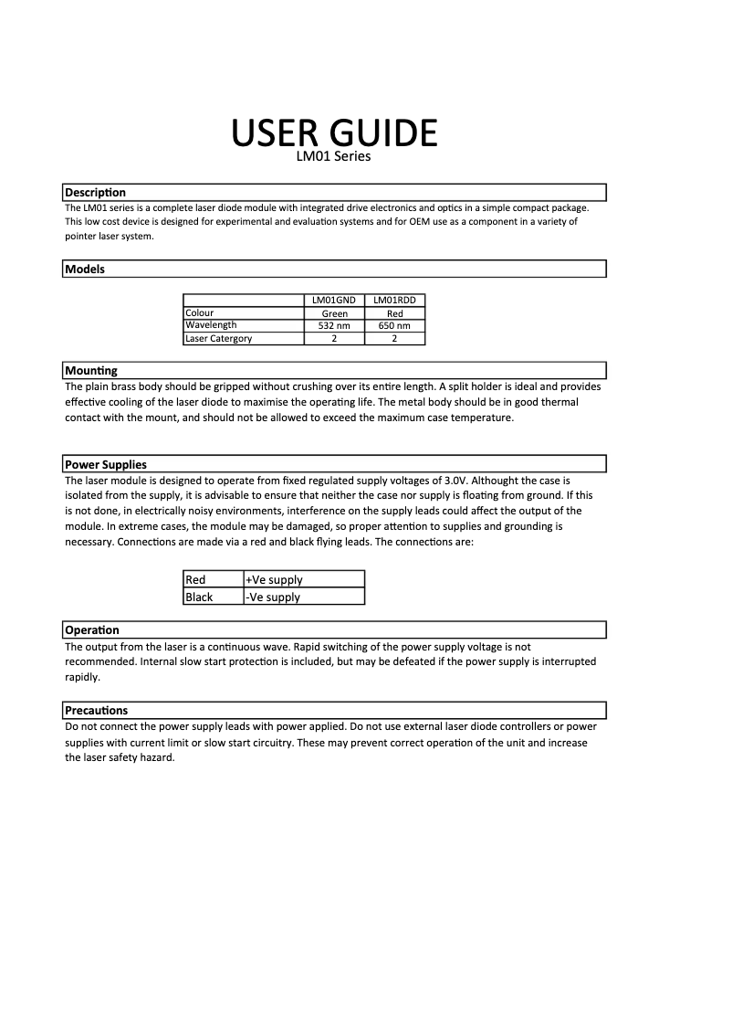 Page 1 de la notice Manuel utilisateur Tru Components LM01GND