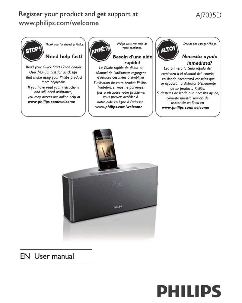 Page 1 de la notice Manuel utilisateur Philips AJ7035D