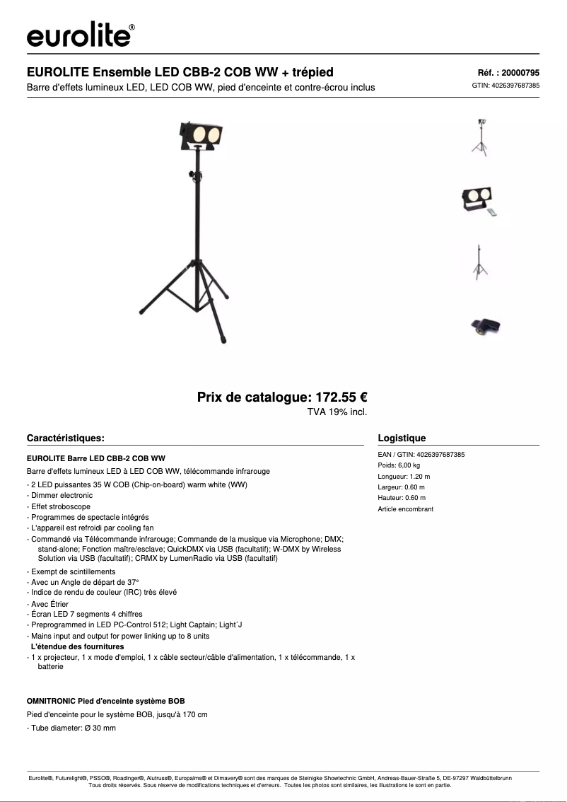 Página 1 del manual Ficha técnica Eurolite LED CBB-2