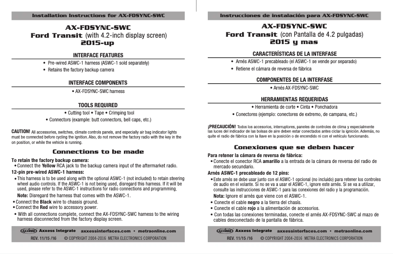 Image de la première page du manuel de l'appareil AX-FDSYNC-SWC