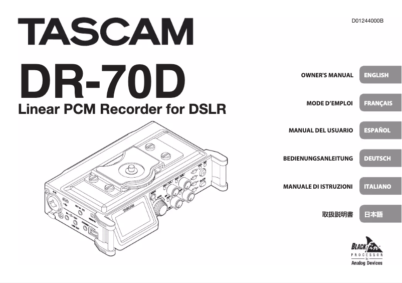Page 1 de la notice Manuel utilisateur Tascam DR-70D