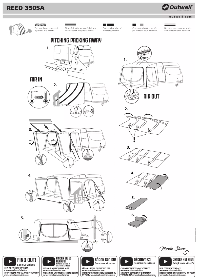 Page 1 de la notice Manuel utilisateur Outwell Reed 350SA