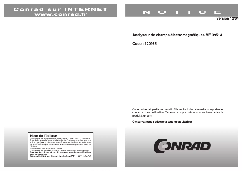 Página 1 del manual Manual de usuario Gigahertz Solutions ME 3951 A