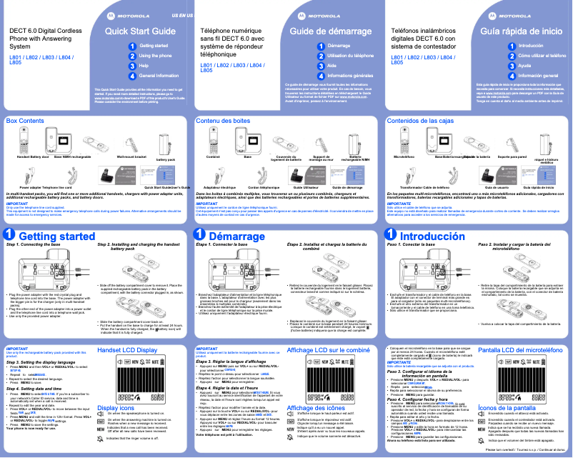 Imagen de la primera página del manual del dispositivo L801