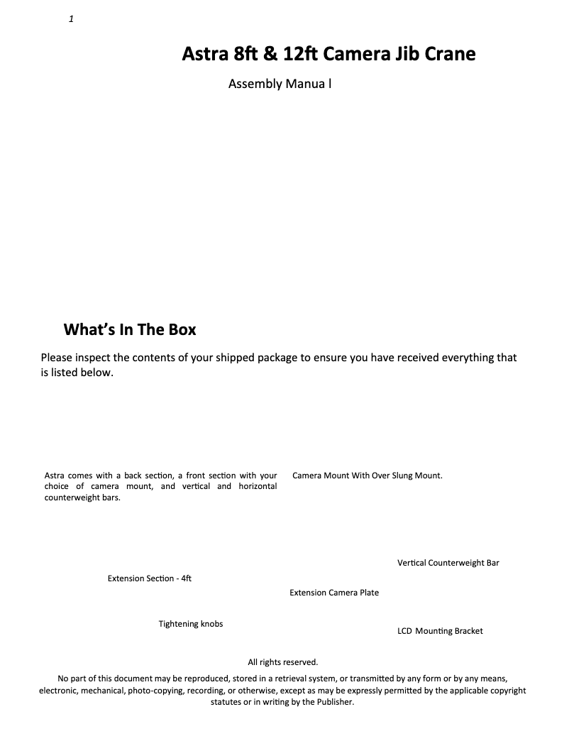 Page 1 de la notice Manuel utilisateur Proaim Astra