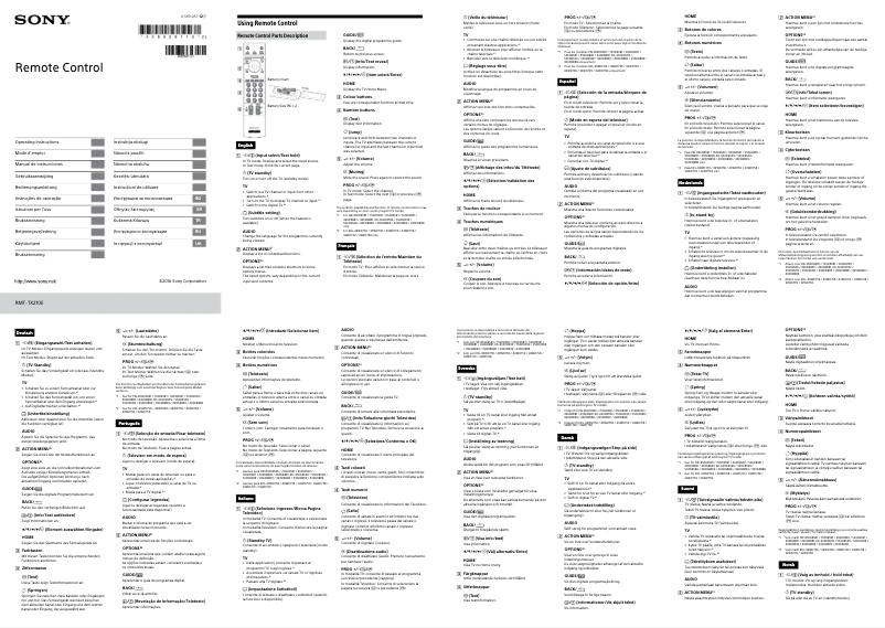 Página 1 del manual Manual de usuario Sony RMT-TX210E