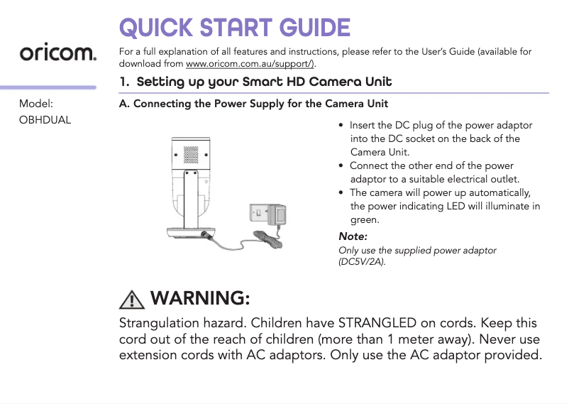 Página 1 del manual Guía de inicio rápido Oricom Smart HD Dual