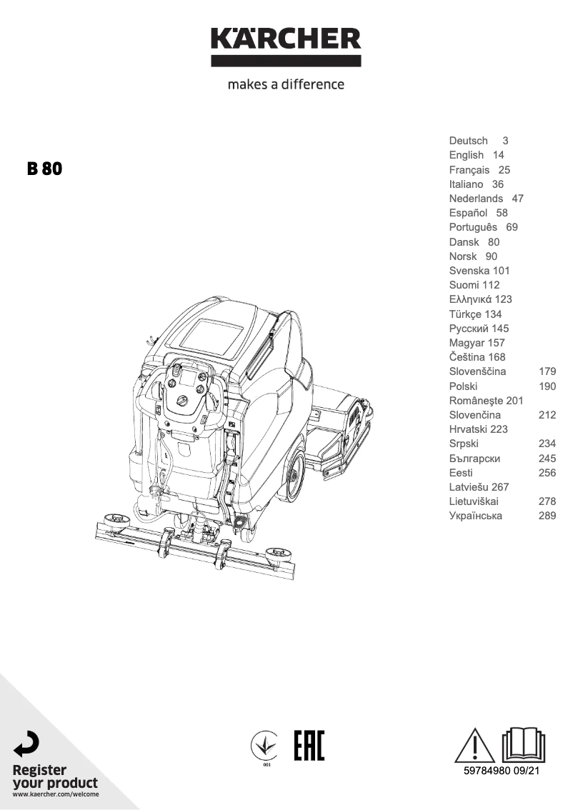 Image de la première page du manuel de l'appareil B 80 W Bp Dose