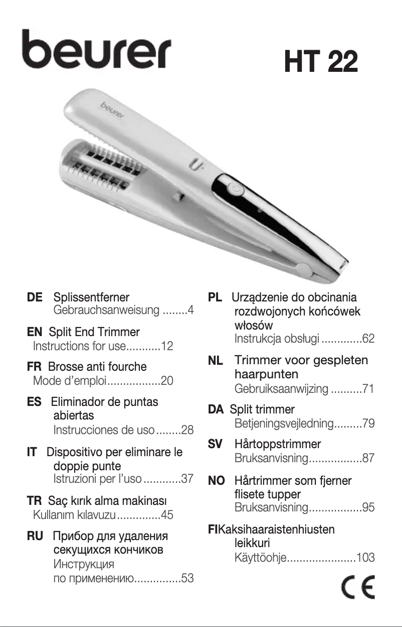 Page n°1 - Manuel utilisateur Beurer HT 22