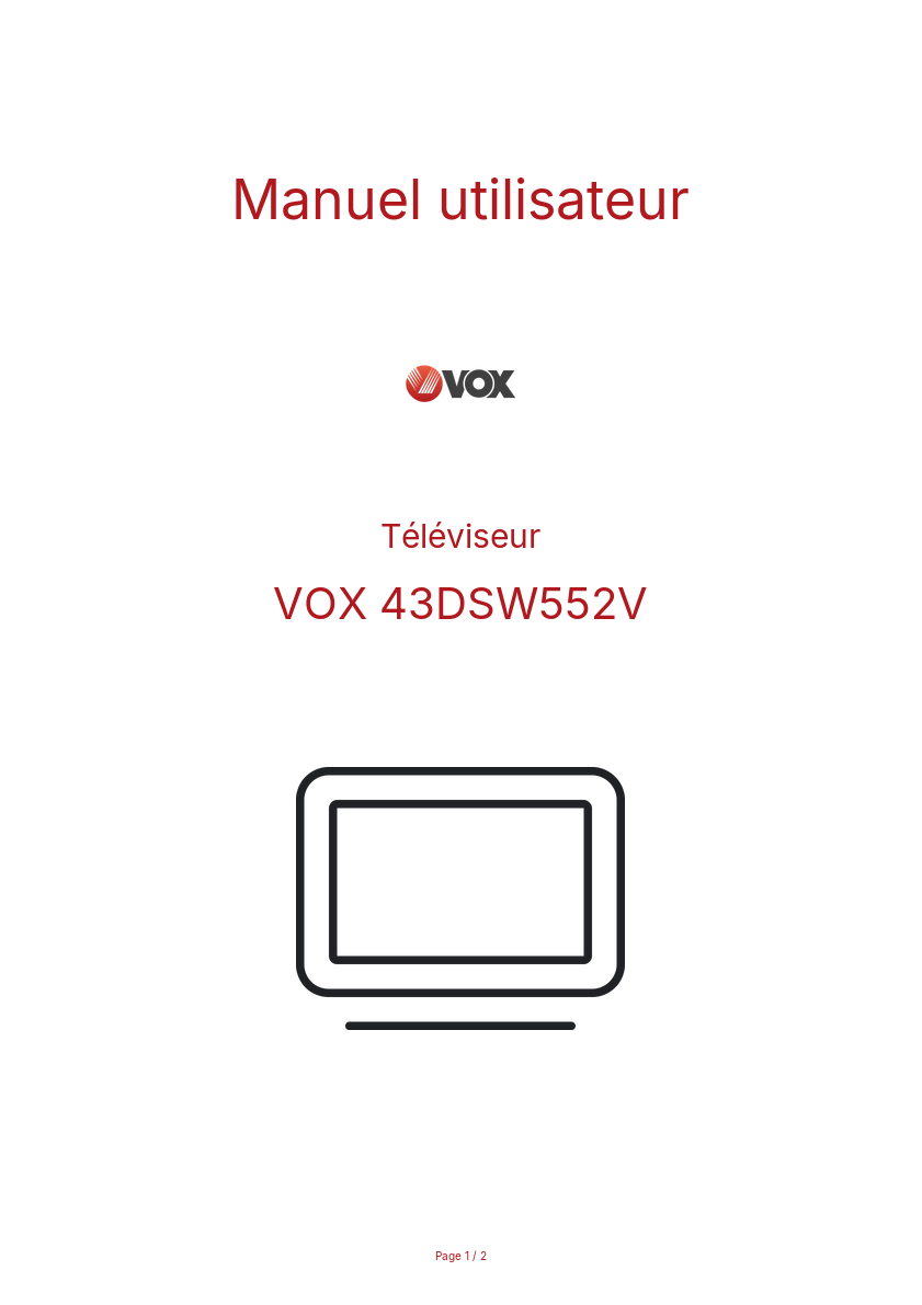 Image de la première page du manuel de l'appareil 43DSW552V