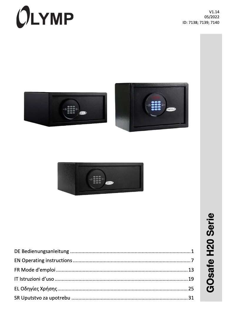 Page n°1 - Manuel utilisateur Olympia GOsafe H20