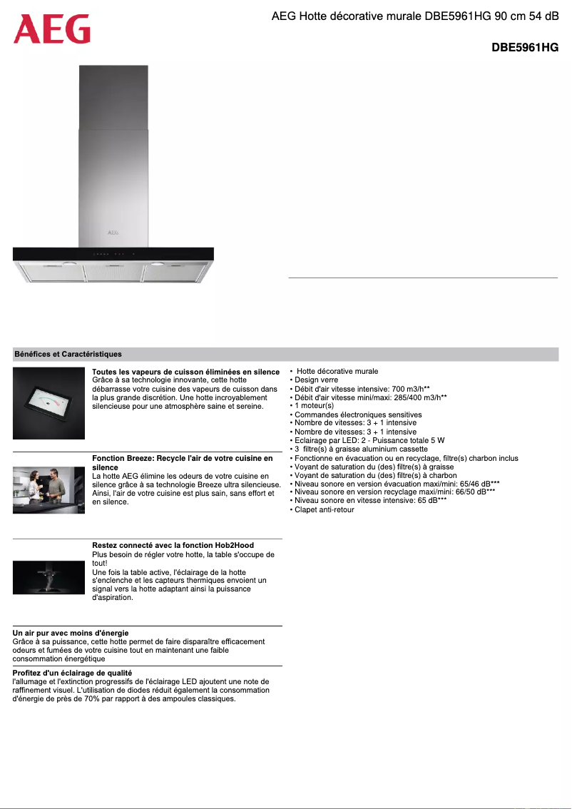 Page 1 de la notice Fiche technique AEG DBE5961HG