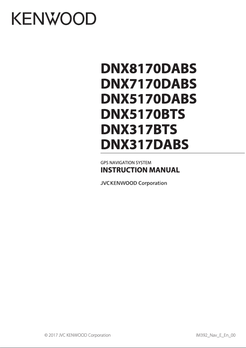 Page n°1 - Manuel utilisateur Kenwood DNX5170DABS