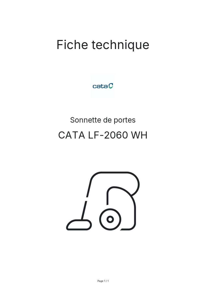 Page n°1 - Fiche technique CATA LF-2060 WH