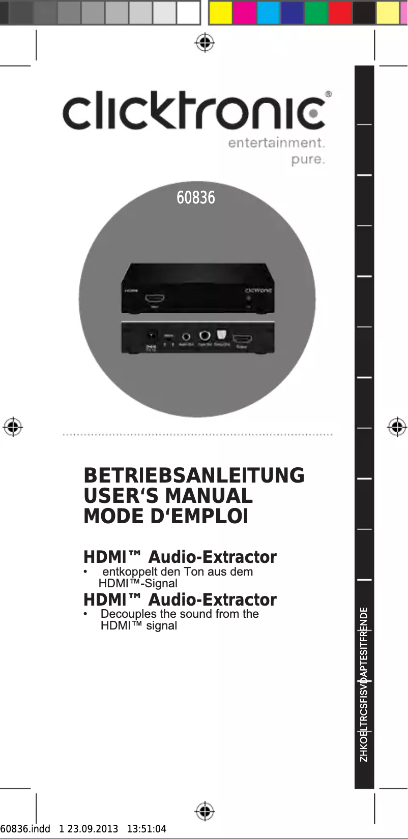 Page n°1 - Manuel utilisateur ClickTronic 60836