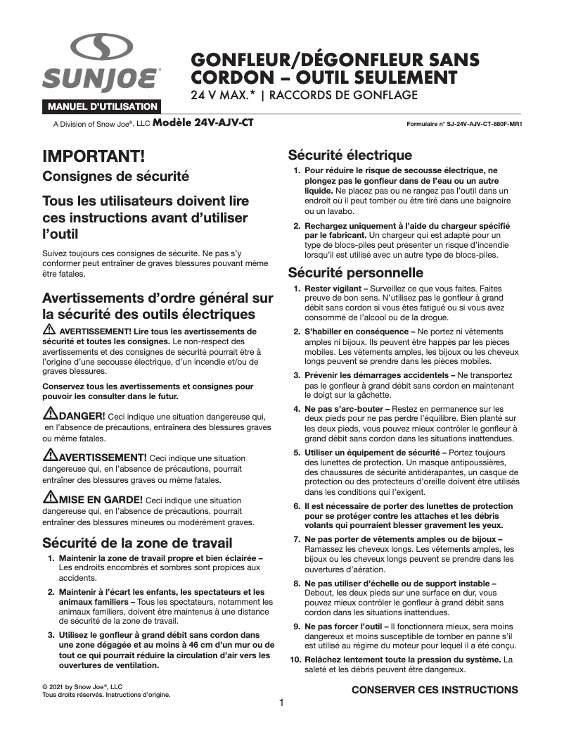 Image de la première page du manuel de l'appareil 24V-AJV-CT