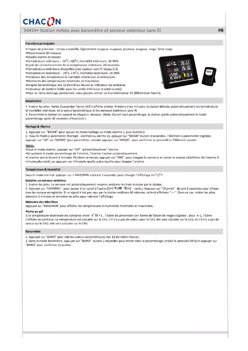 Página 1 del manual Manual de usuario Chacon 54419