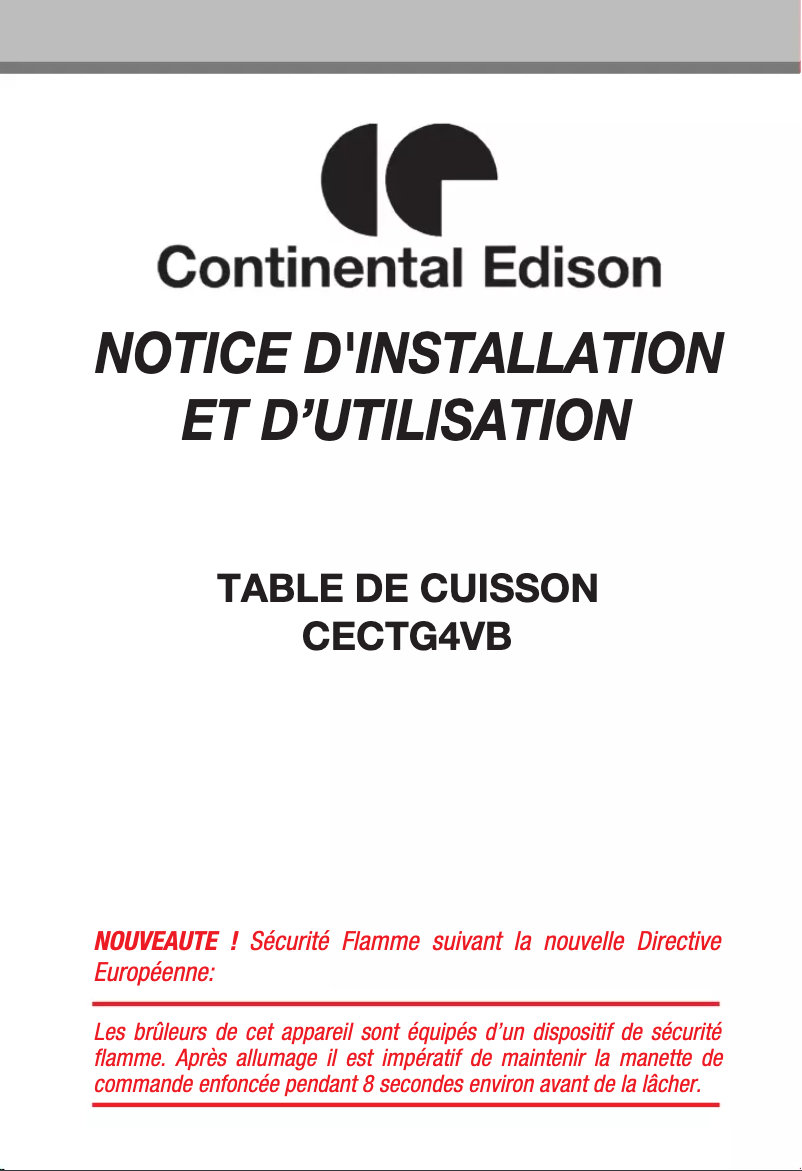 Image de la première page du manuel de l'appareil CECTG4VB