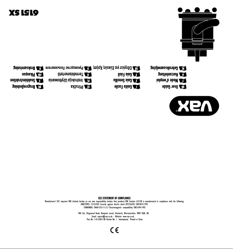 Page n°1 - Manuel utilisateur Vax 4100E