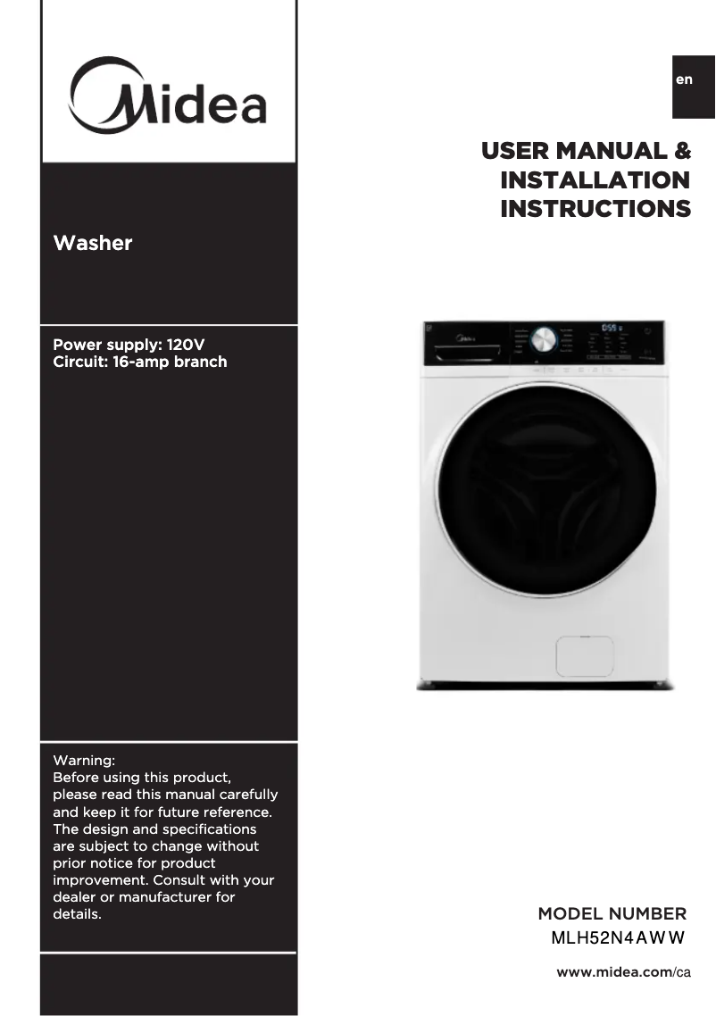 Page n°1 - Manuel utilisateur Midea MLH52N3AWW