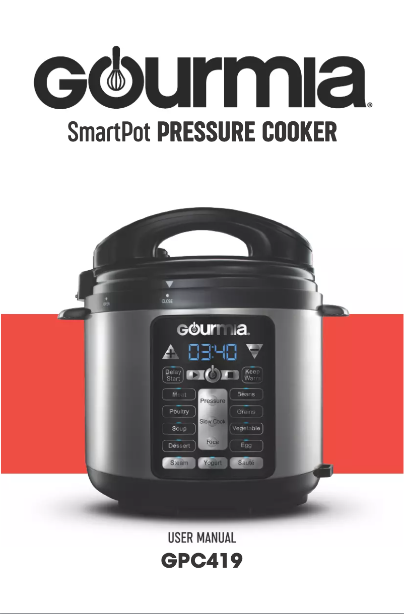 Page 1 de la notice Manuel utilisateur Gourmia GPC419