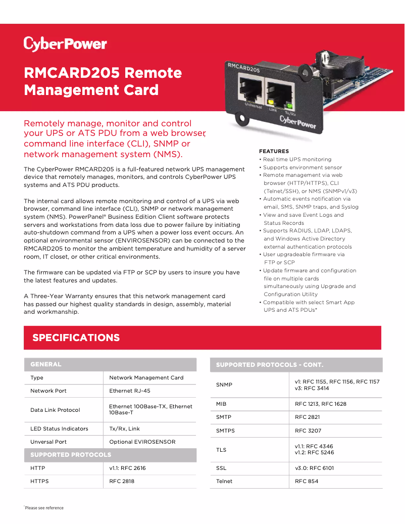 Página 1 del manual Ficha técnica CyberPower PR1000RT2UN