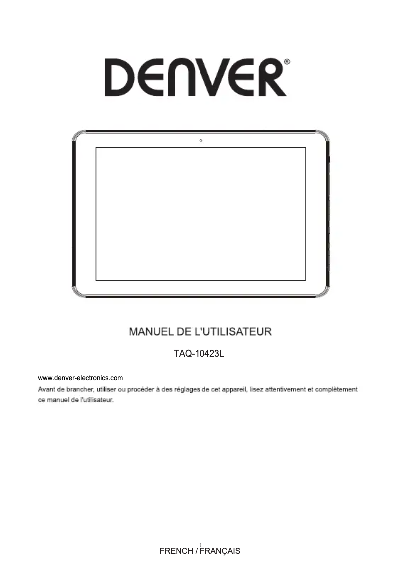Page n°1 - Manuel utilisateur Denver TAQ-10423L