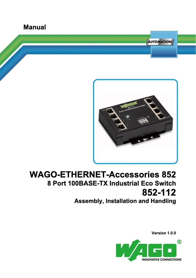 Page 1 de la notice Manuel utilisateur Wago 852-112