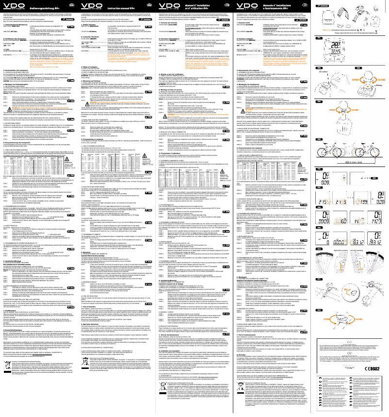 Page 1 de la notice Manuel utilisateur VDO A4+