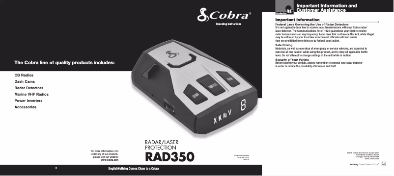 Página 1 del manual Manual de usuario Cobra RAD 350