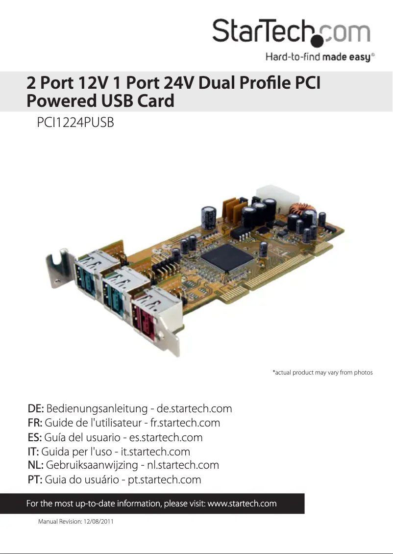 Page n°1 - Manuel utilisateur StarTech.com PCI1224PUSB