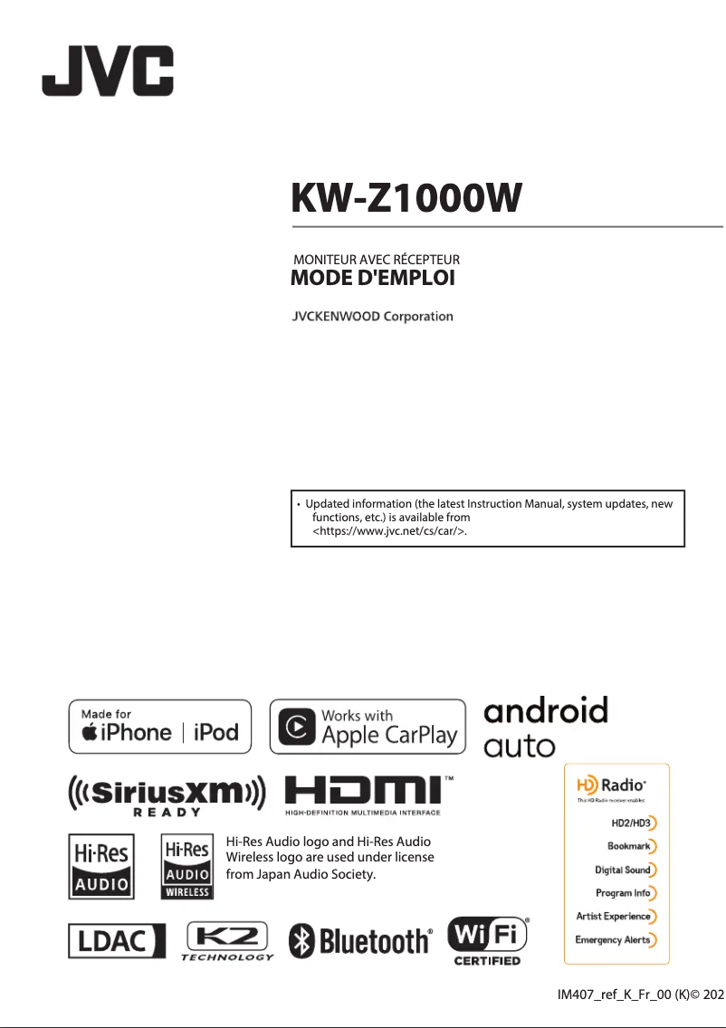 Image de la première page du manuel de l'appareil KW-Z1000W