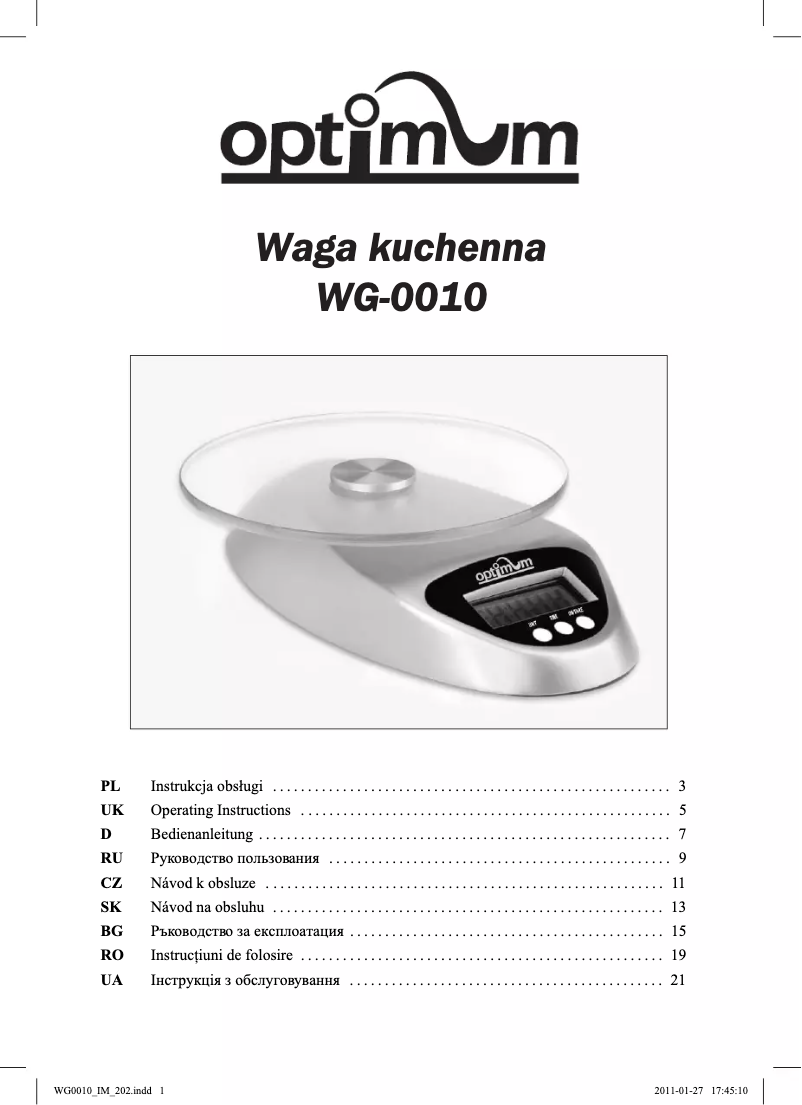 Image de la première page du manuel de l'appareil WG-0010