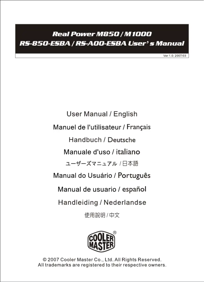 Página 1 del manual Manual de usuario Cooler Master Real Power M1000