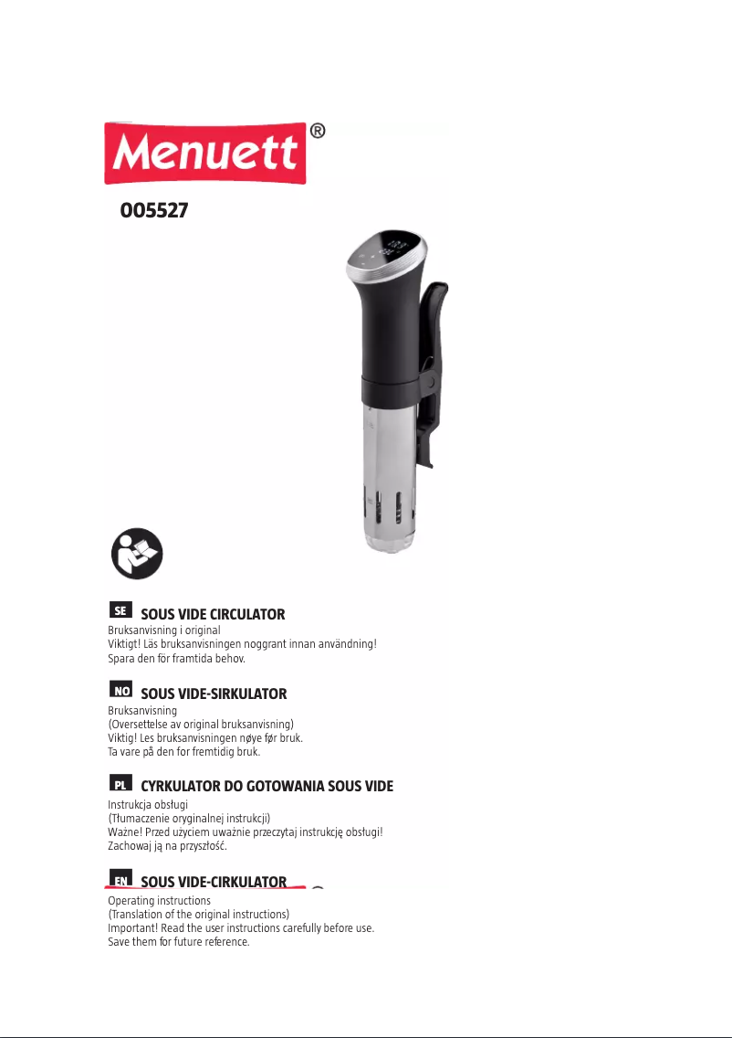 Page n°1 - Manuel utilisateur Menuett 005-527