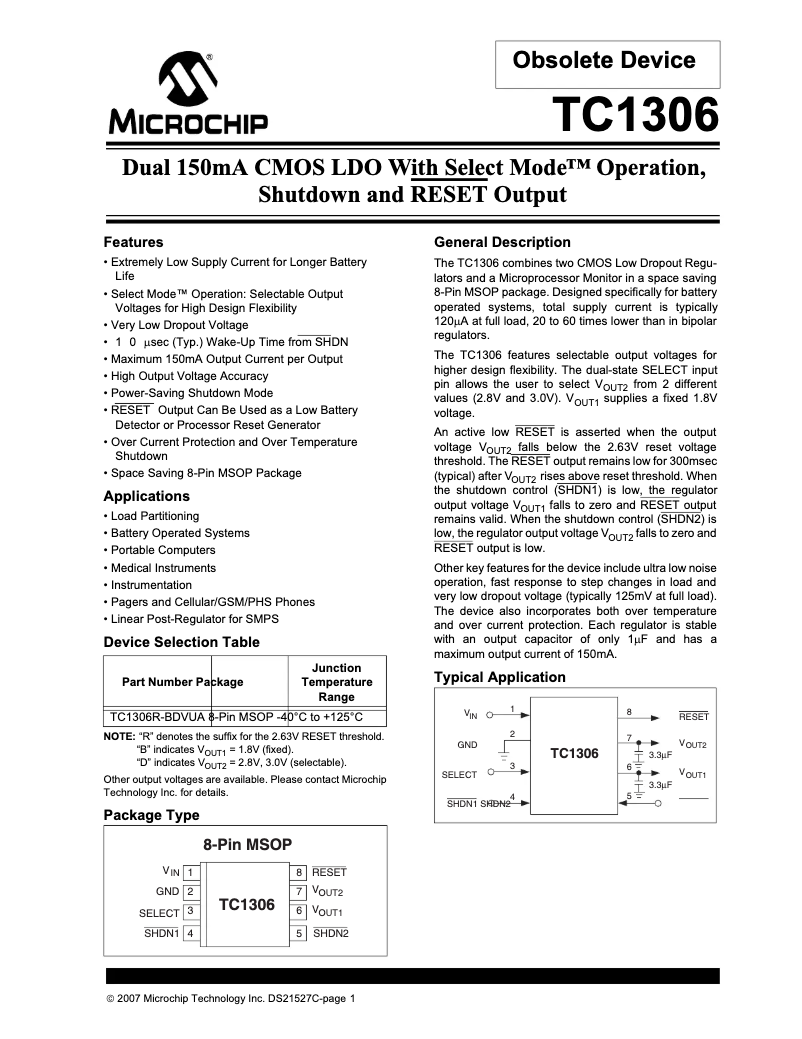 Image de la première page du manuel de l'appareil TC1306