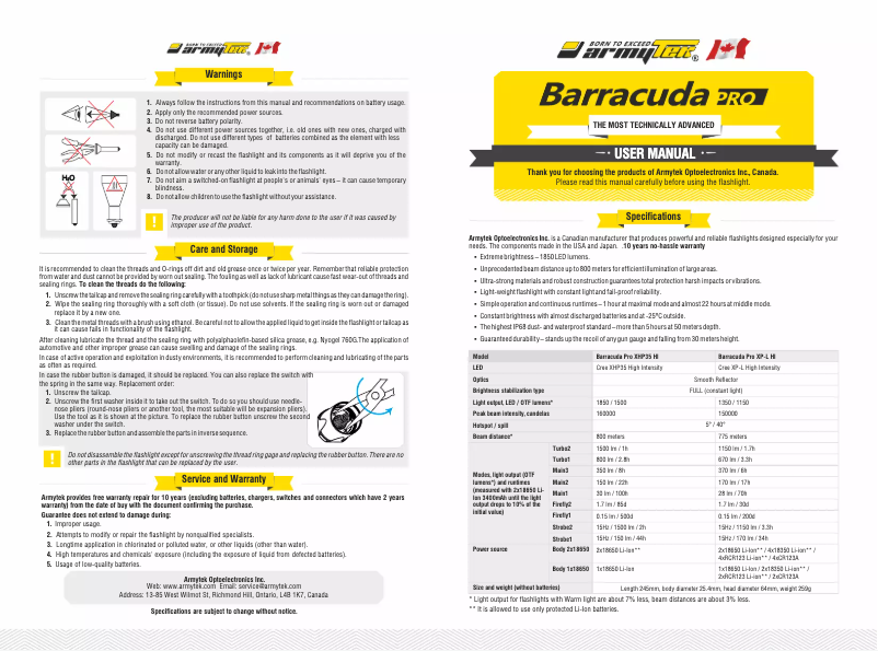 Image de la première page du manuel de l'appareil Barracuda Pro v2