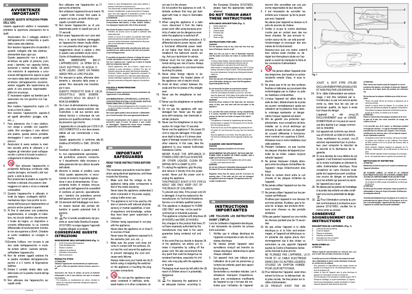 Page 1 de la notice Manuel utilisateur Ariete Gold Hair 8144