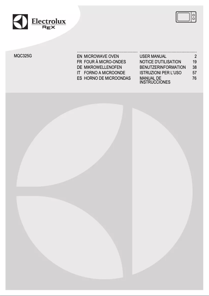 Page 1 de la notice Manuel utilisateur Electrolux-Rex MQC325GXE