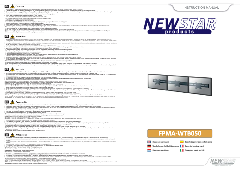 Page 1 de la notice Manuel utilisateur Newstar FPMA-WTB050