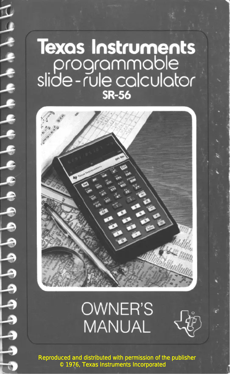 Page 1 de la notice Manuel utilisateur Texas Instruments SR-56