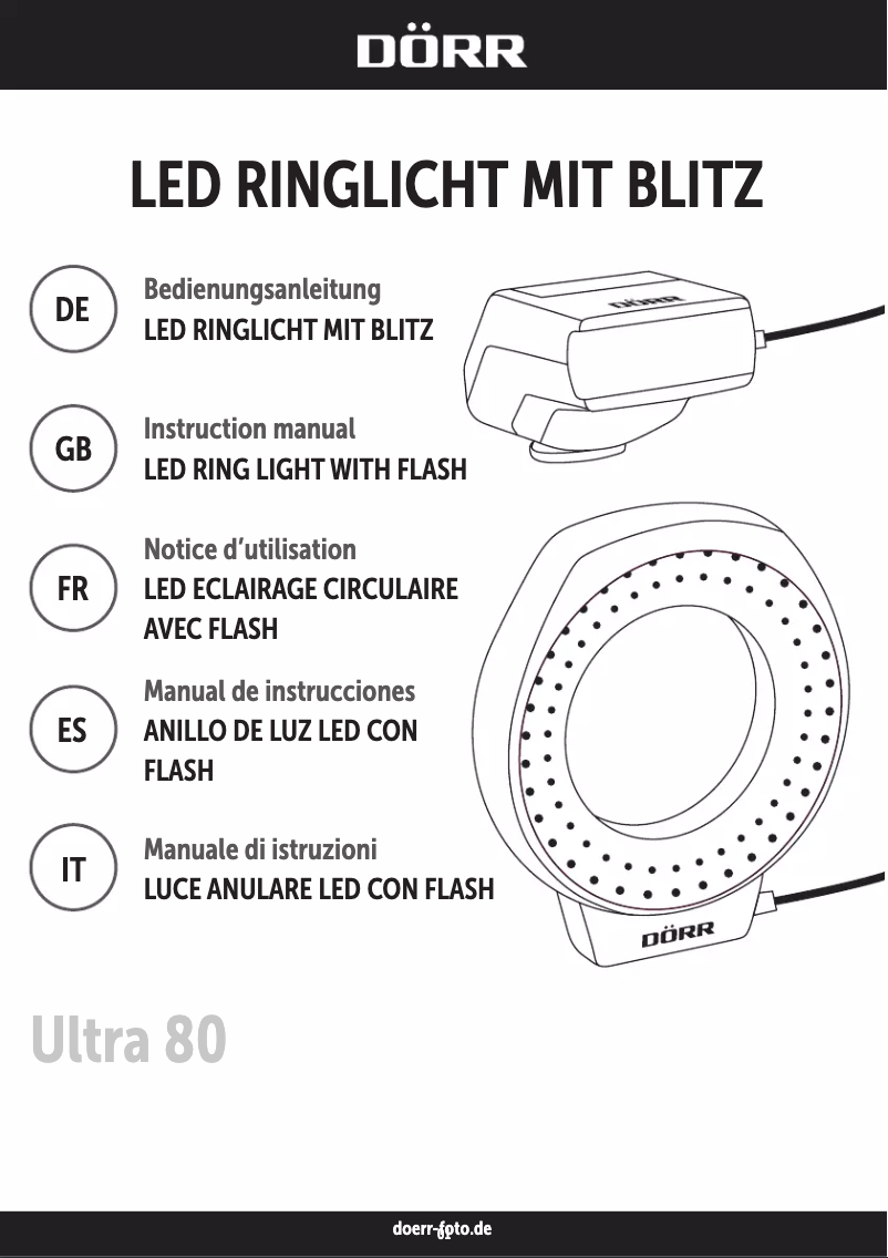 Page n°1 - Manuel utilisateur Dörr LED Ring Light with Flash Ultra 80