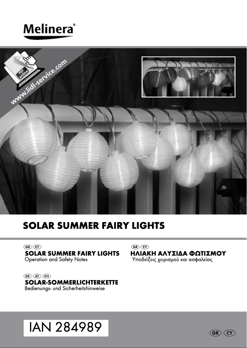 Page 1 de la notice Manuel utilisateur Melinera IAN 284989