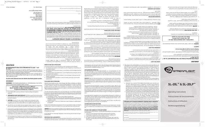 Page n°1 - Manuel utilisateur Streamlight SL-20L