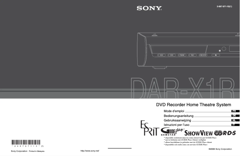 Page 1 de la notice Manuel utilisateur Sony DAR-X1R