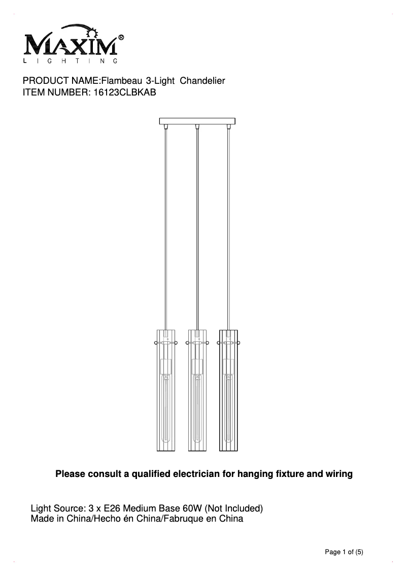 Página 1 del manual Manual de usuario Maxim Flambeau 16123CLBKAB