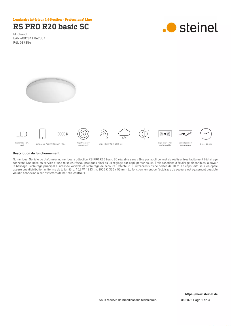Imagen de la primera página del manual del dispositivo RS PRO R20 Basic SC