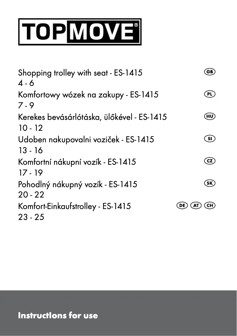 Page 1 de la notice Manuel utilisateur Topmove ES-1415