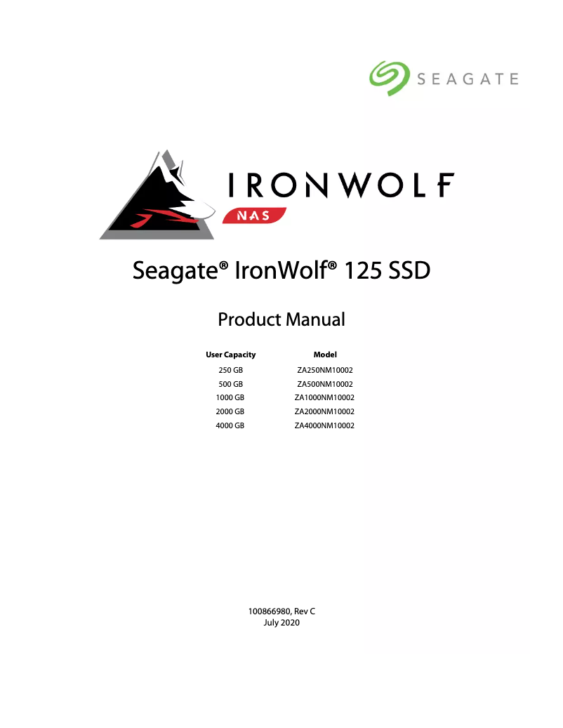 Page n°1 - Manuel utilisateur Seagate IronWolf 125